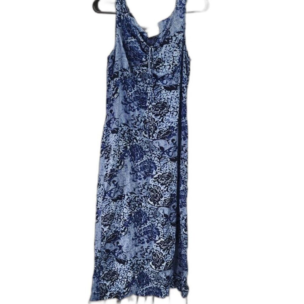 White Stag Blue & White Floral Print Sleeveless Midi Dress 4/6